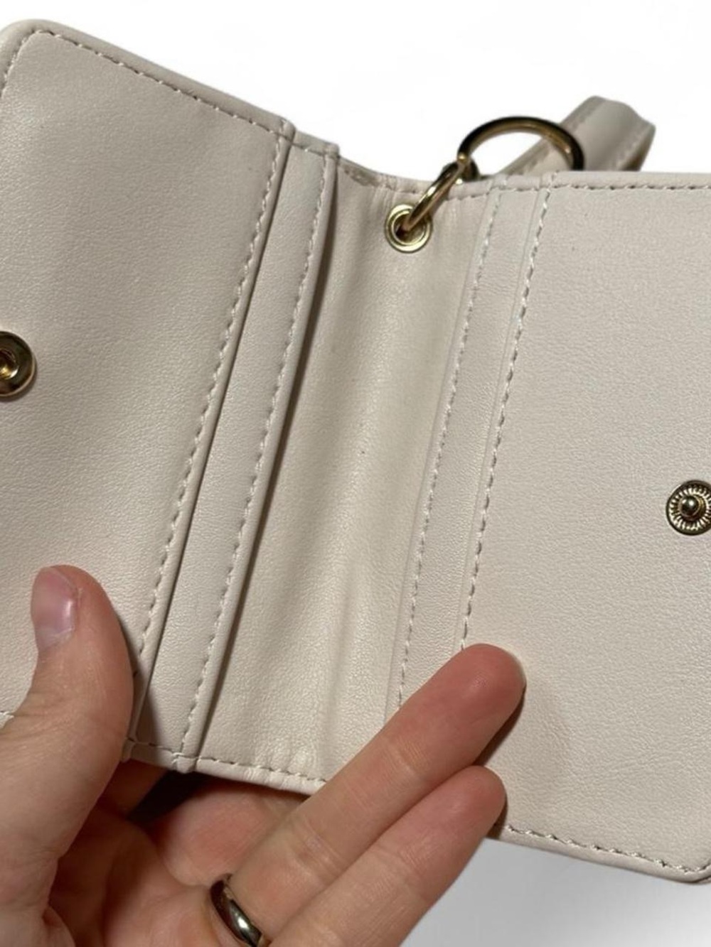 Steve Madden cream satchel crossbody handbag with gold hardware and wallet - Picture 5 of 7